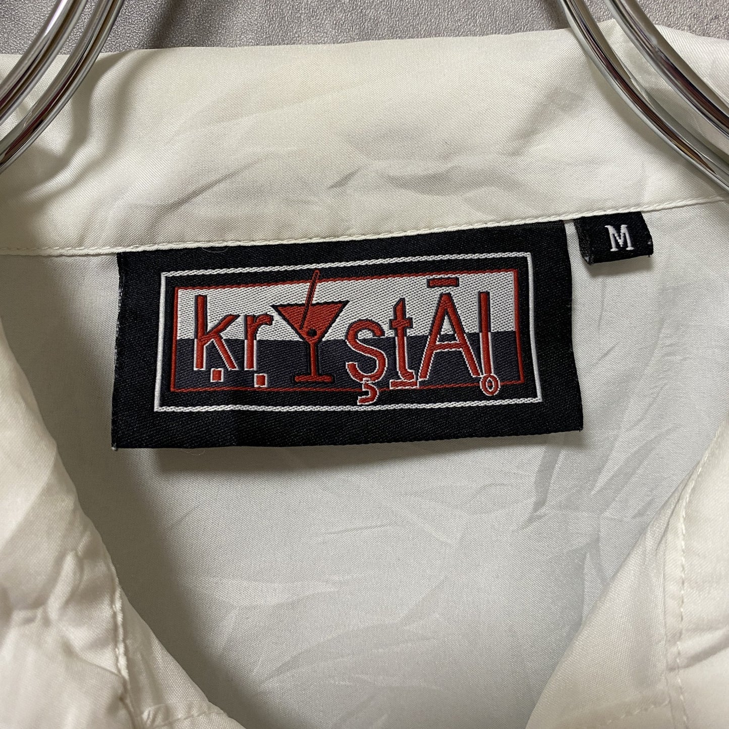 古着 used　半袖ボタンシャツ　柄シャツ　グラデーション　白　グレー　ヴィンテージ　Vintage　Lサイズ