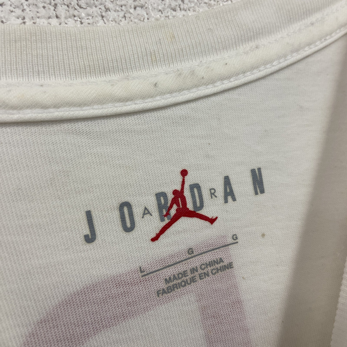 AIR JORDAN　エアジョーダン　PARIS　NIKE　ナイキ　半袖Tシャツ　デカロゴ　白　ホワイト　Lサイズ　　古着