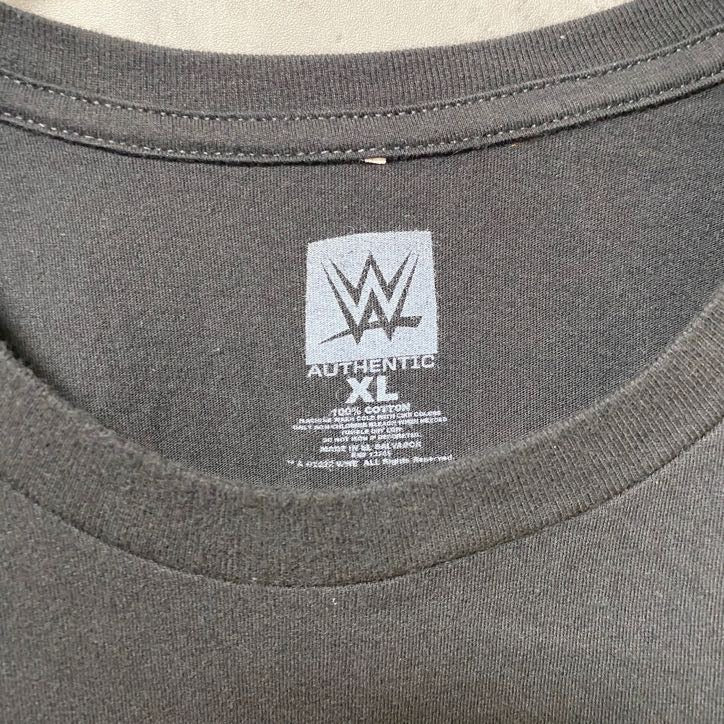 古着 used　WWE AUTHENTIC　半袖プリントTシャツ　クルーネック　プロレス　黒　ブラック　オーバーサイズ　XLサイズ