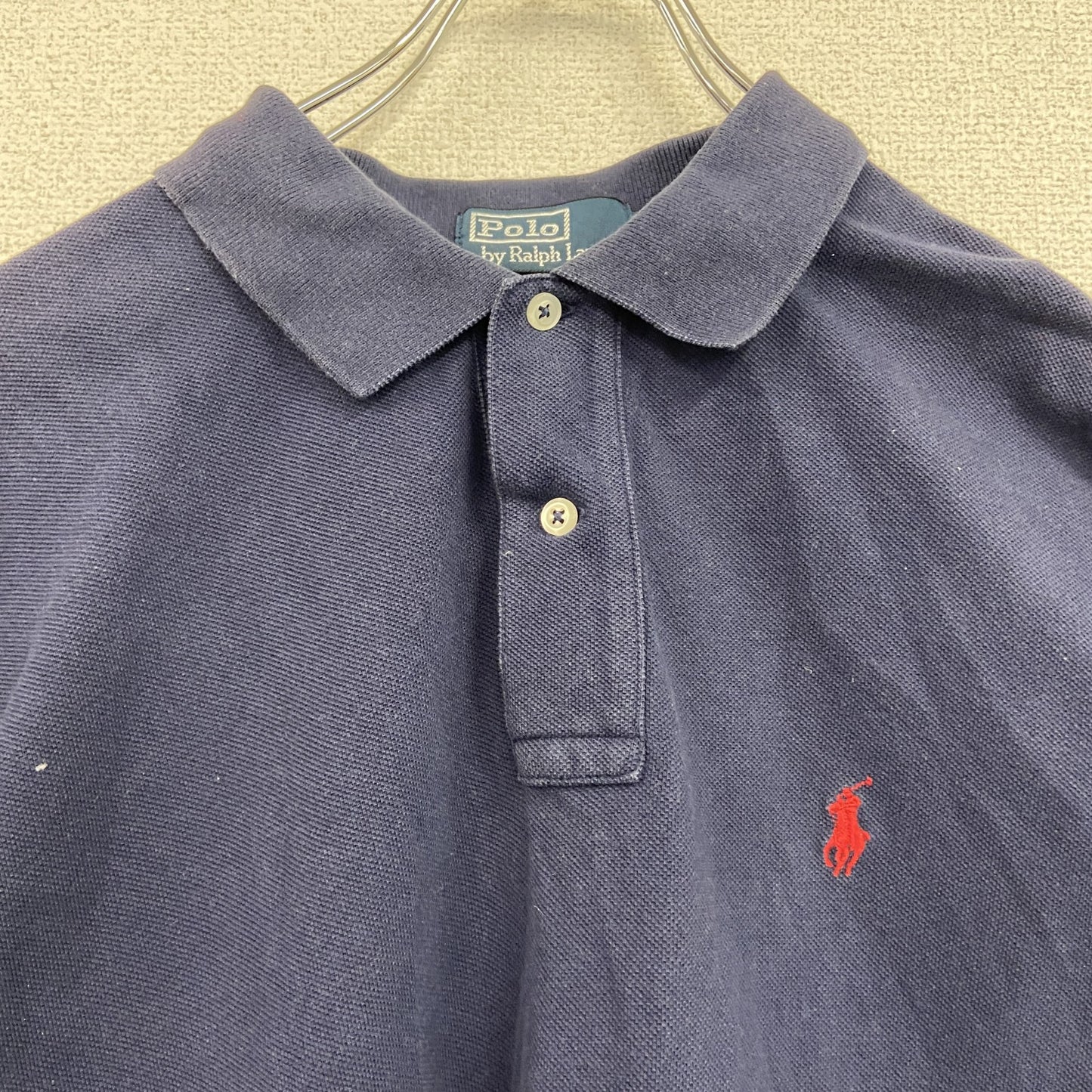 POLO by Ralph Lauan　ラルフローレン　半袖ポロシャツ　刺繡ロゴ　紺　ネイビー　Lサイズ