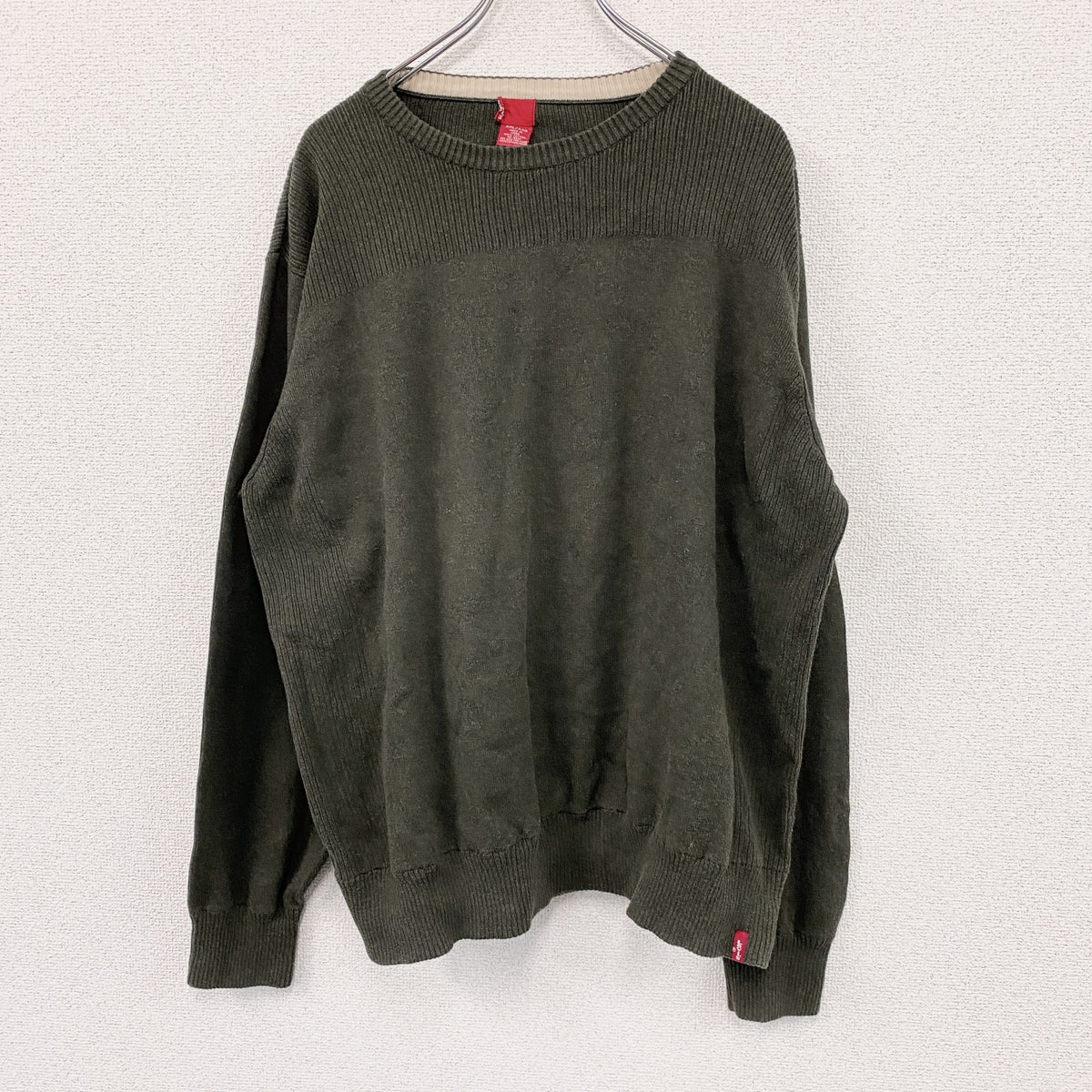 90s～　Levi’s　リーバイス　コットンニットセーター　ヴィンテージ　カーキ　XXLサイズ メンズ 古着