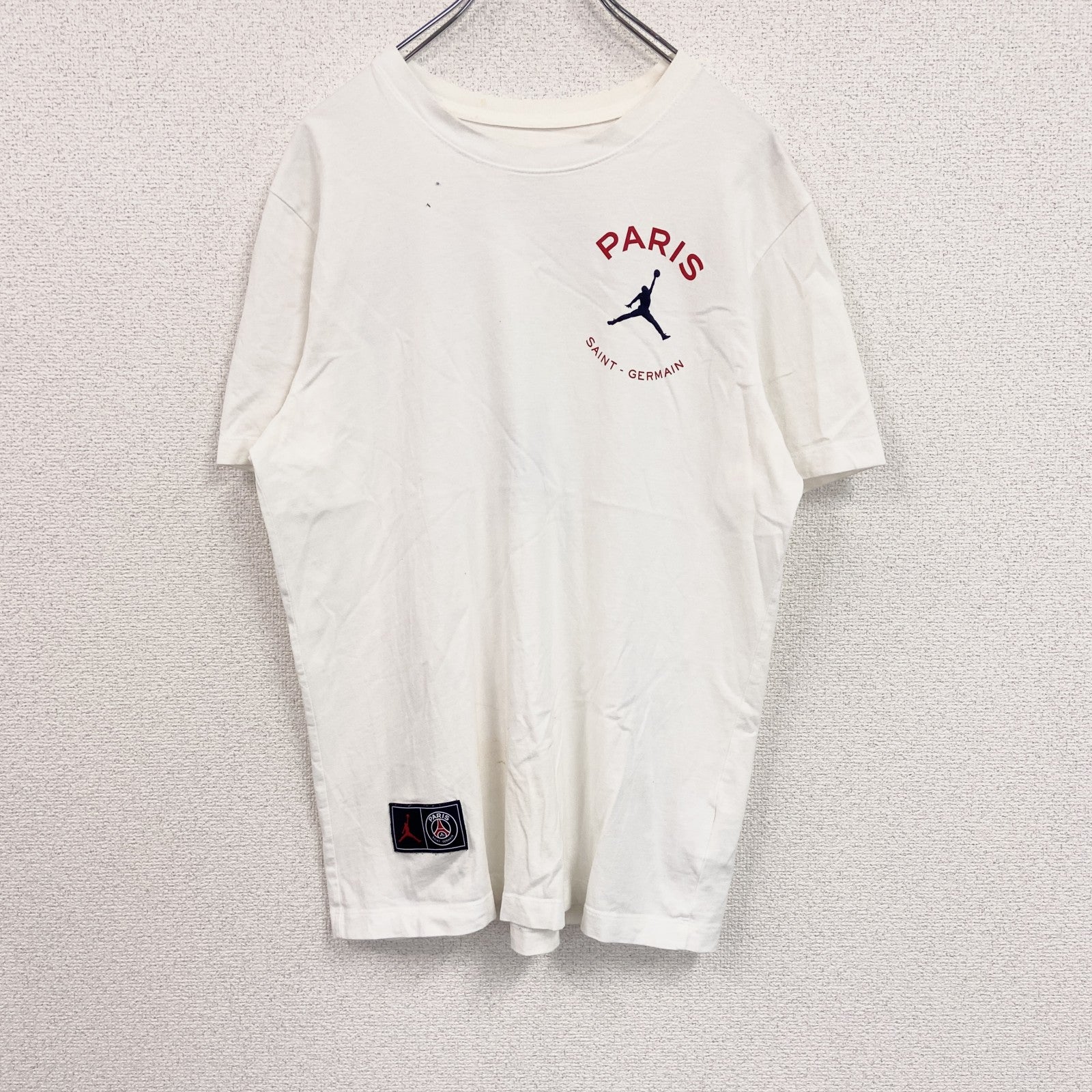 AIR JORDAN　エアジョーダン　PARIS　NIKE　ナイキ　半袖Tシャツ　デカロゴ　白　ホワイト　Lサイズ　　古着