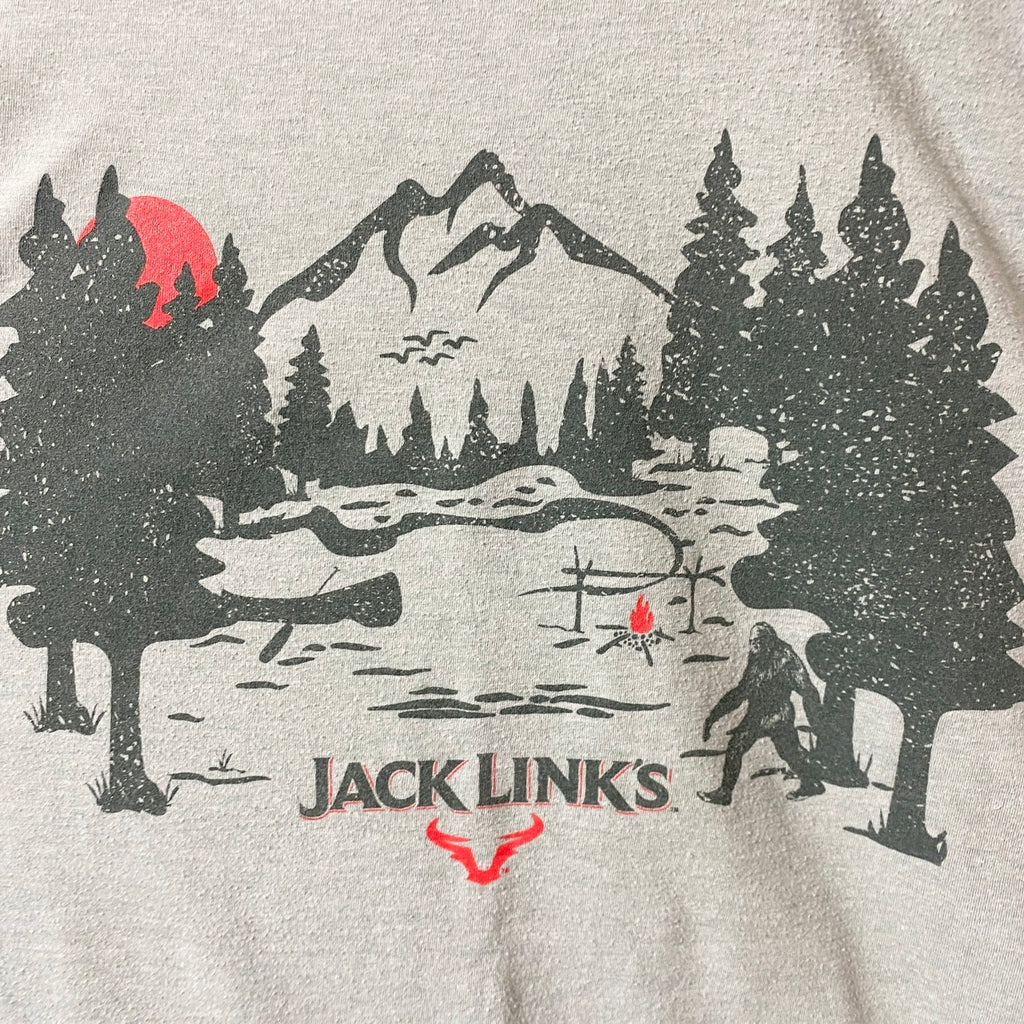 半袖フロントプリントTシャツ　クルーネック　雪男　森　JACKLINKS　緑　グリーン　春夏服　古着