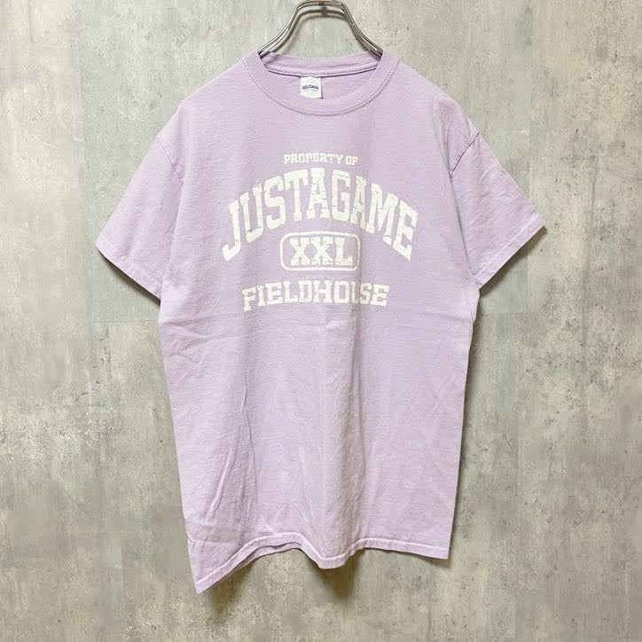 GILDAN　ギルダン　半袖ロゴプリントTシャツ　クルーネック　FIELDHOUSE　薄紫色　パープル　Mサイズ　古着