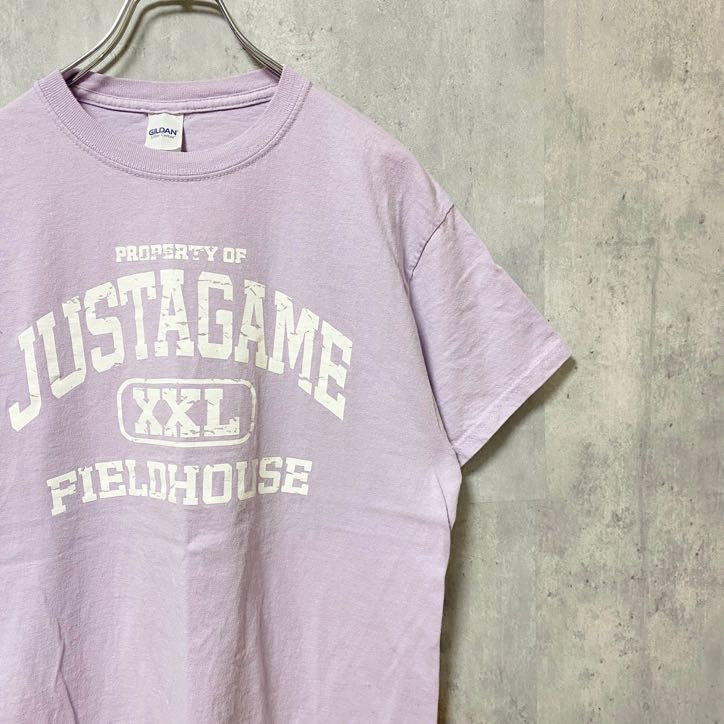 GILDAN　ギルダン　半袖ロゴプリントTシャツ　クルーネック　FIELDHOUSE　薄紫色　パープル　Mサイズ　古着