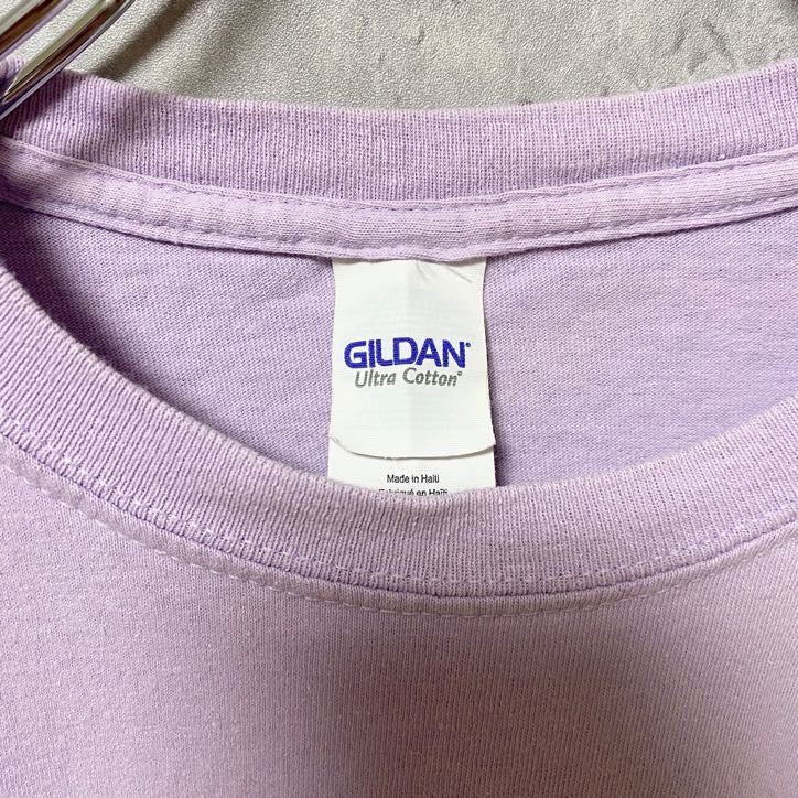 GILDAN　ギルダン　半袖ロゴプリントTシャツ　クルーネック　FIELDHOUSE　薄紫色　パープル　Mサイズ　古着