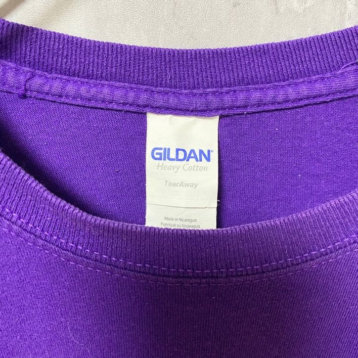 GILDAN　ギルダン　半袖プリントTシャツ　クルーネック　トッテンビルハイスクール　紫　パープル　Mサイズ　古着