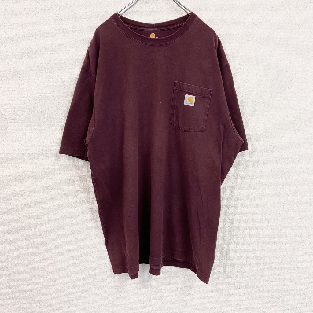 Carhart　カーハート　半袖Tシャツ　ボルドー　カシスレッド　XLサイズ　　古着