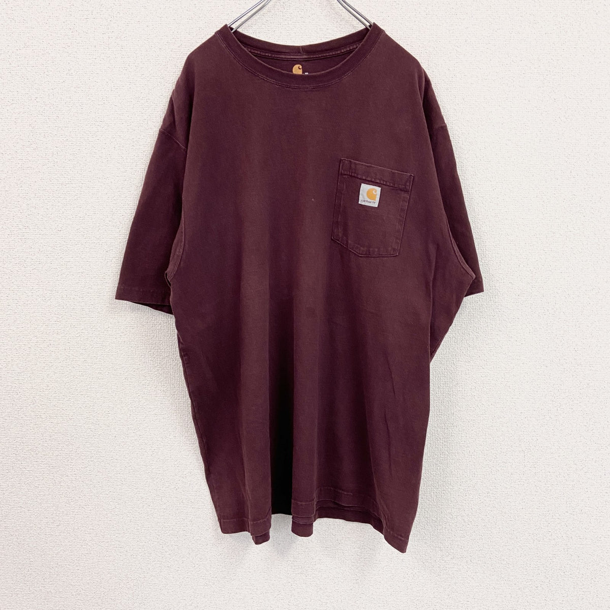 Carhart　カーハート　半袖Tシャツ　ボルドー　カシスレッド　XLサイズ　　古着