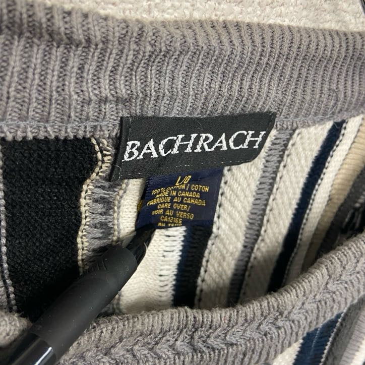 ～90s　BACHRACH　COOGI風コットンニットセーター　3Dニット　ヴィンテージ　総柄　マルチカラー　Lサイズ　古着