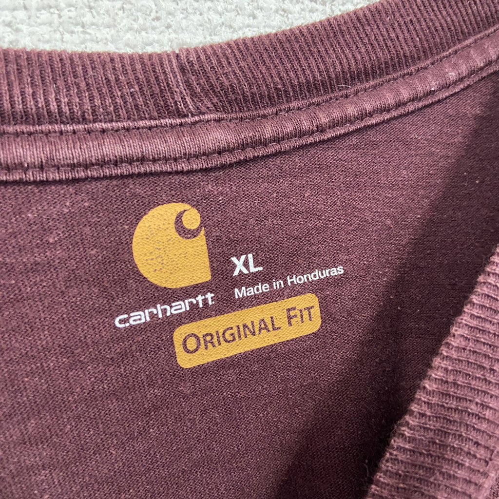 Carhart　カーハート　半袖Tシャツ　ボルドー　カシスレッド　XLサイズ　　古着