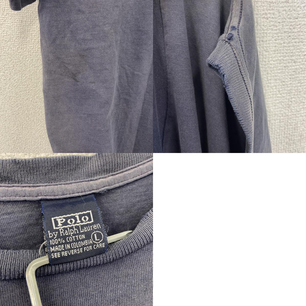 Polo by Ralph Lauan　ラルフローレン　半袖プリントTシャツ　フェード　紺　ネイビー　Lサイズ　古着