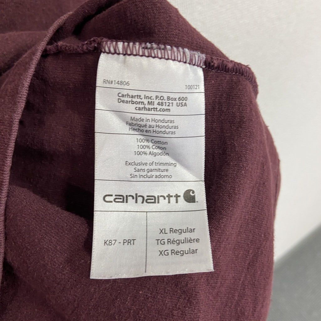 Carhart　カーハート　半袖Tシャツ　ボルドー　カシスレッド　XLサイズ　　古着