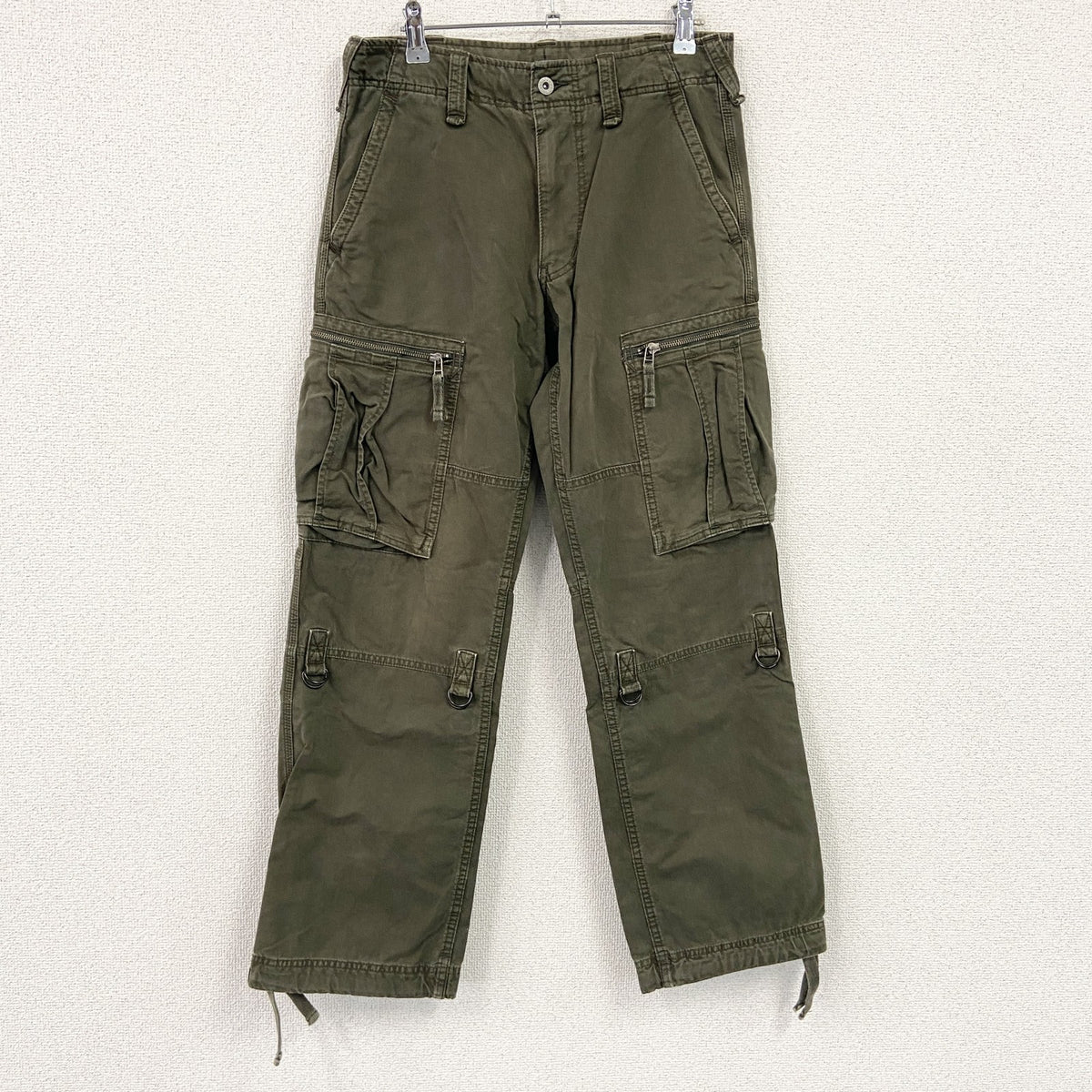 OLD UNIQLO　オールドユニクロ　ミリタリーカーゴパンツ　ジップフライ　カーキグリーン　Sサイズ　古着