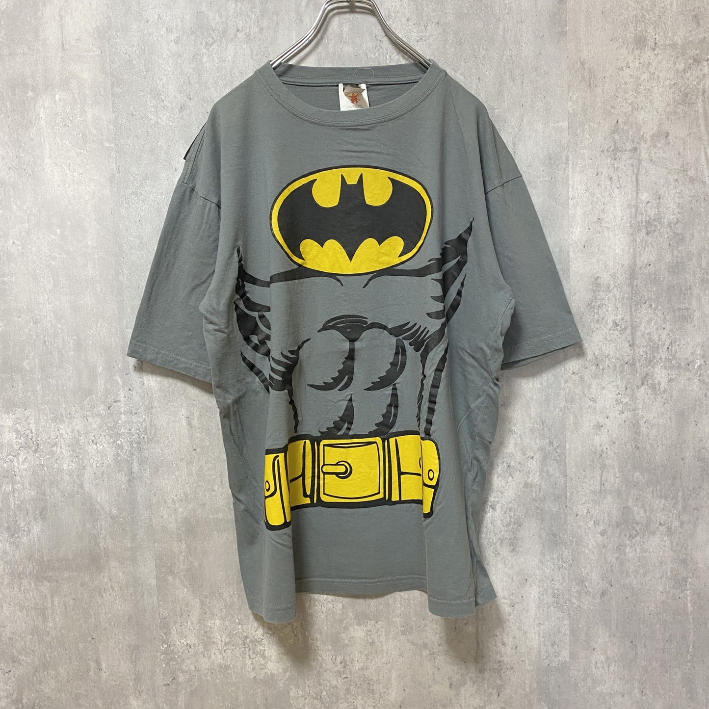 古着 used　MARVEL　BATMAN　バットマン　半袖プリントTシャツ　グレー　マジックテープ　ビッグシルエット　XLサイズ