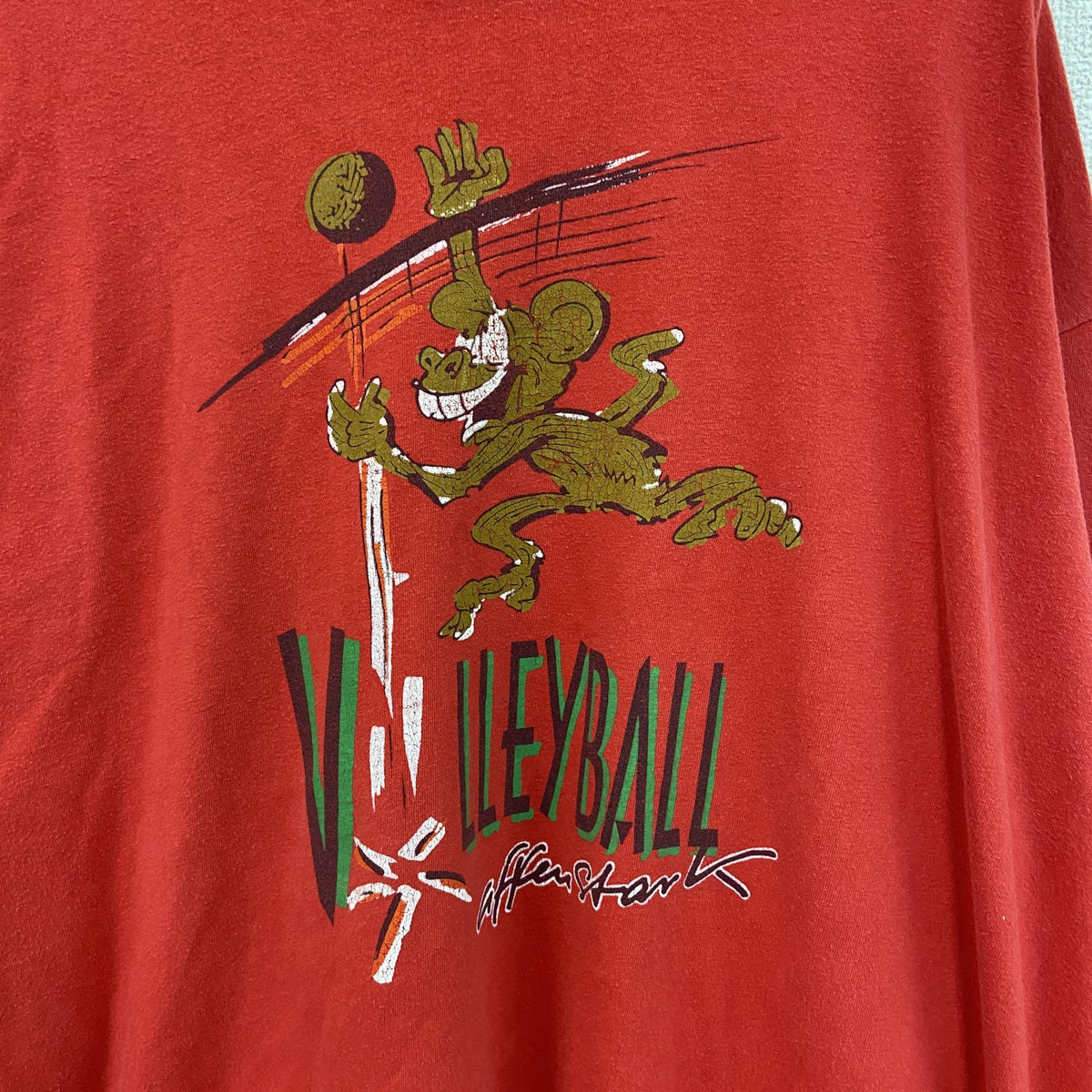 Hanes ヘインズ　長袖プリントTシャツ　カジュアルデザイン　赤　レッド　クルーネック　レトロ　XXLサイズ　古着
