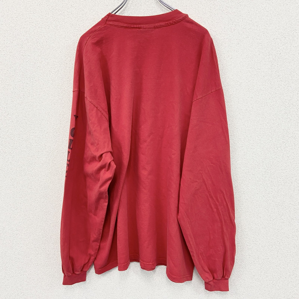 Hanes ヘインズ　長袖プリントTシャツ　カジュアルデザイン　赤　レッド　クルーネック　レトロ　XXLサイズ　古着