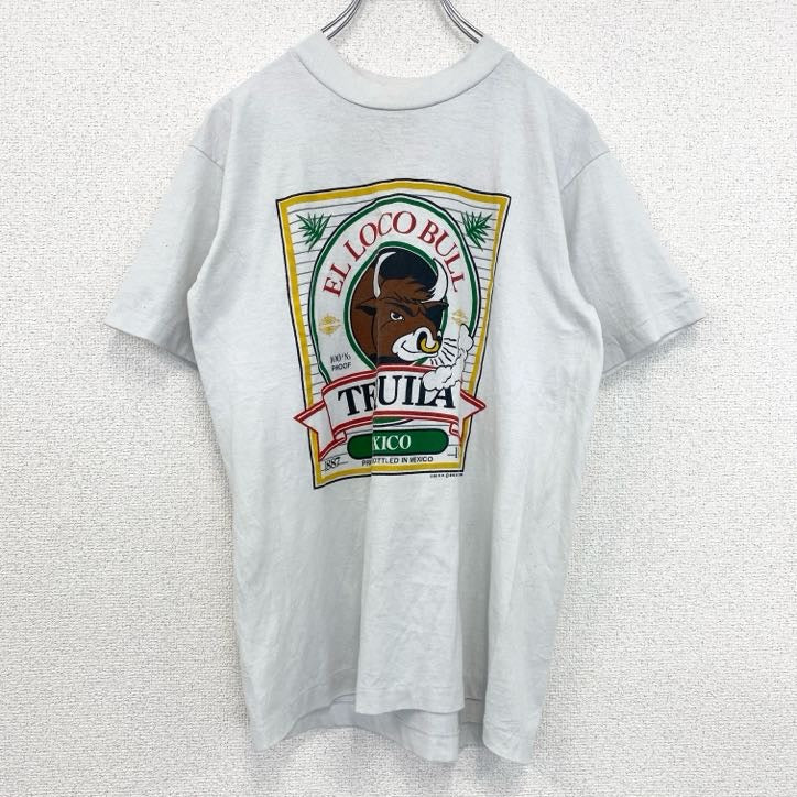 半袖プリントTシャツ　90s　シングルステッチ　バッファロー　クルーネック　ホワイト　Sサイズ　　ヴィンテージ　古着