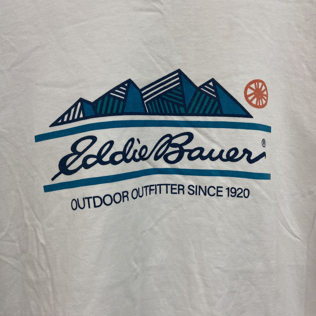 Eddie Bauer　エディーバウアー　半袖Tシャツ　デカロゴ　白　ホワイト　Lサイズ カットソー メンズ コットン 古着