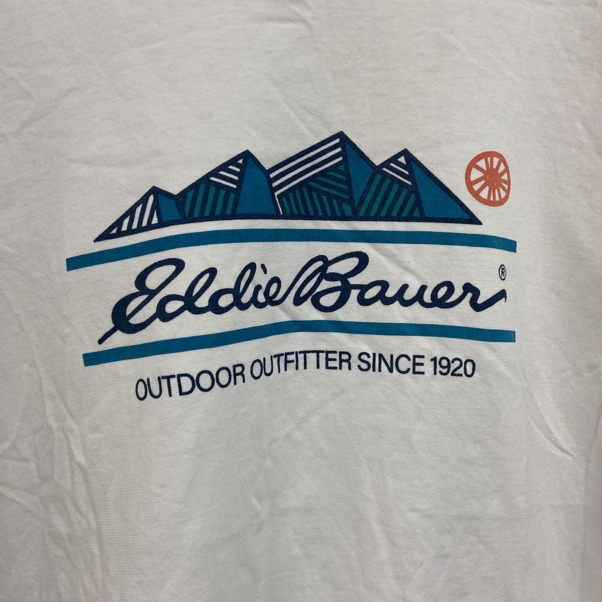 Eddie Bauer　エディーバウアー　半袖Tシャツ　デカロゴ　白　ホワイト　Lサイズ カットソー メンズ コットン 古着