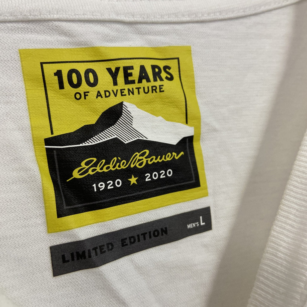 Eddie Bauer　エディーバウアー　半袖Tシャツ　デカロゴ　白　ホワイト　Lサイズ カットソー メンズ コットン 古着