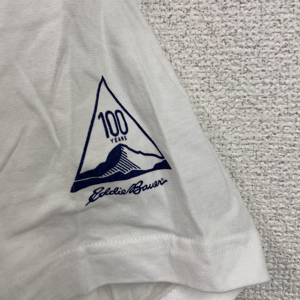 Eddie Bauer　エディーバウアー　半袖Tシャツ　デカロゴ　白　ホワイト　Lサイズ カットソー メンズ コットン 古着