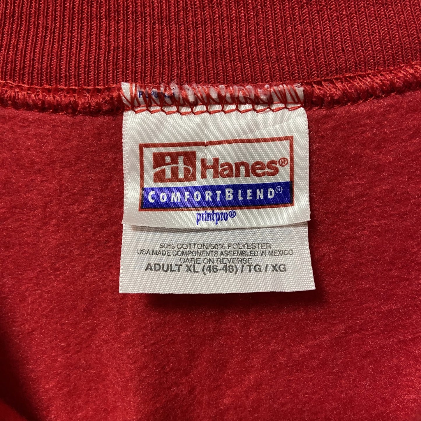 古着 used　Hanes　ヘインズ　長袖プリントスウェット　トレーナー　クリスマスツリー　熊　赤　ビッグシルエット　XLサイズ