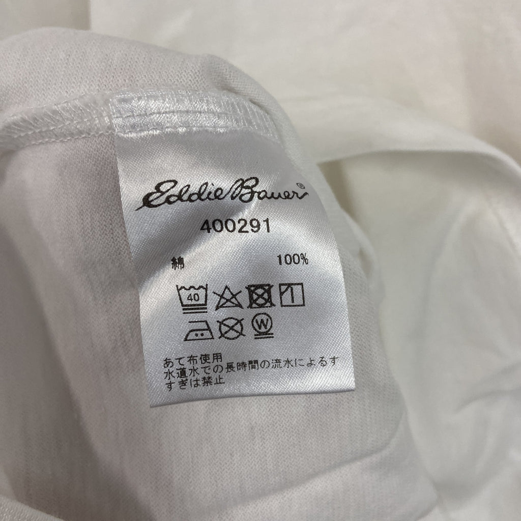 Eddie Bauer　エディーバウアー　半袖Tシャツ　デカロゴ　白　ホワイト　Lサイズ カットソー メンズ コットン 古着