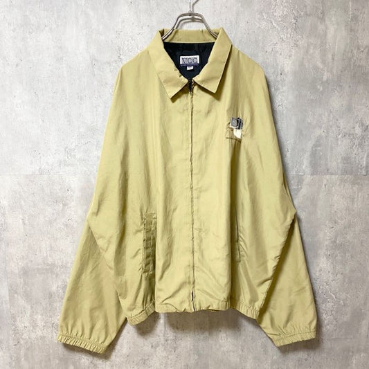 古着 used　USA製　VCC　長袖ワンポイント刺繍ブルゾン　ジャンパー　ベージュ　オクラホマ州　カンザス州　2XLサイズ