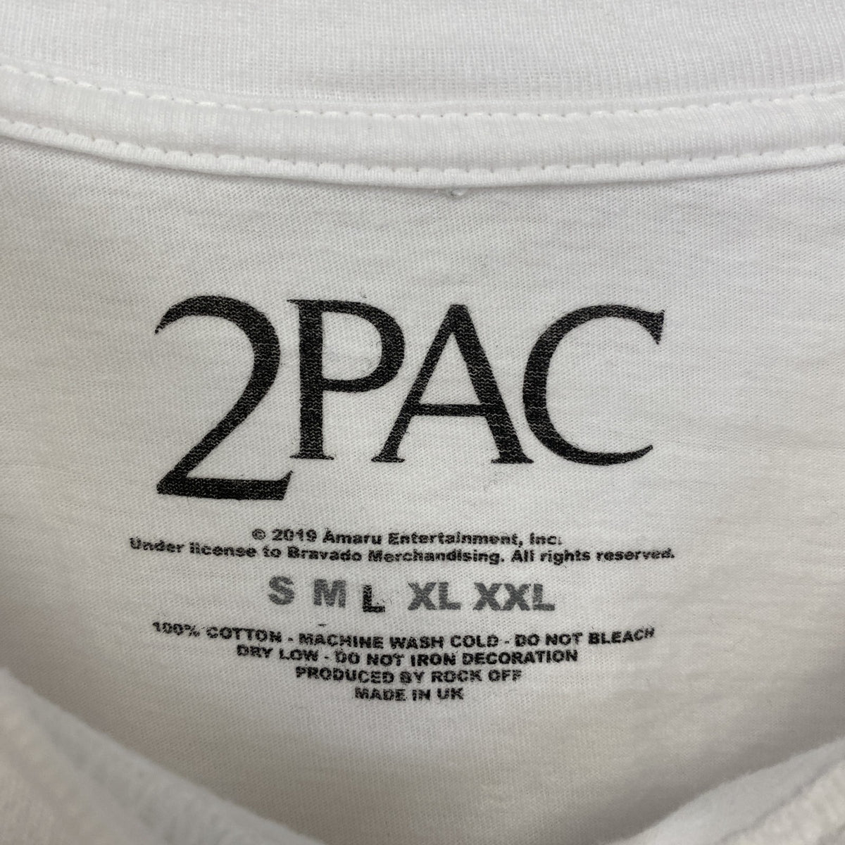 2PAC　半袖プリントTシャツ　フォト　ヒップホップ　ラッパー　クルーネック　レトロ　白　ホワイト　Lサイズ　古着