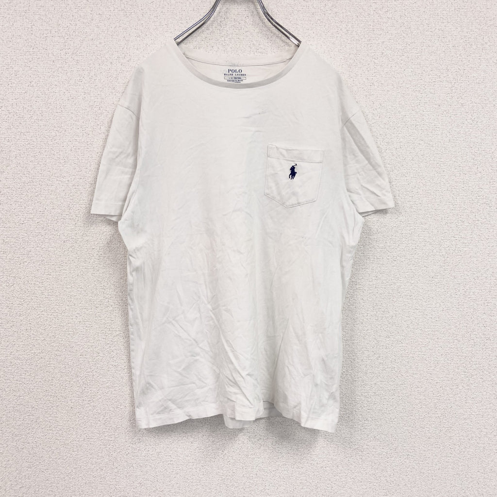 POLO Ralph Lauan　ラルフローレン　半袖Tシャツ　ロゴ刺繍　白　ホワイト　Lサイズ　　古着