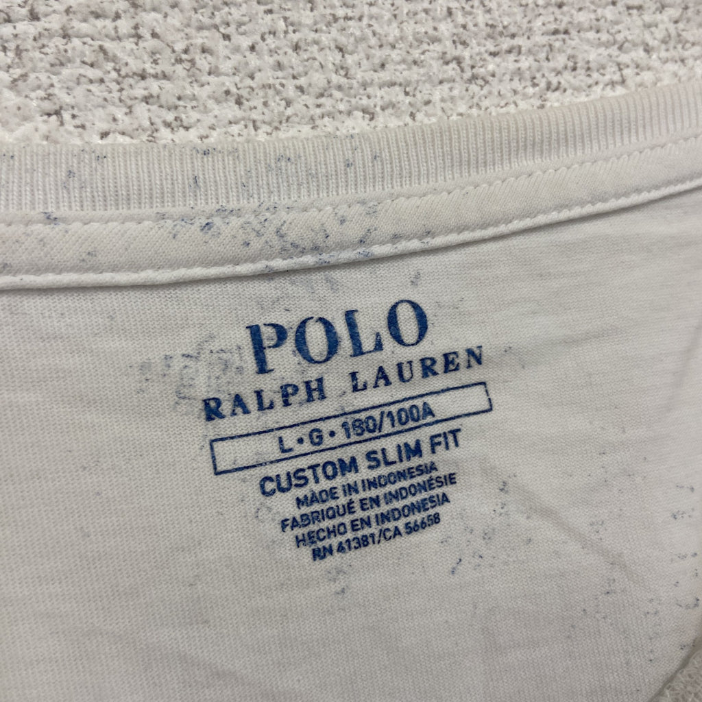 POLO Ralph Lauan　ラルフローレン　半袖Tシャツ　ロゴ刺繍　白　ホワイト　Lサイズ　　古着