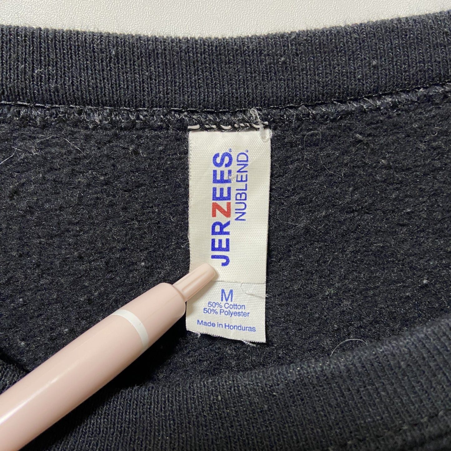 古着 used　JERZEES　ジャージーズ　長袖ロゴプリントスウェット　トレーナー　クルーネック　黒　ブラック　秋冬服　Mサイズ