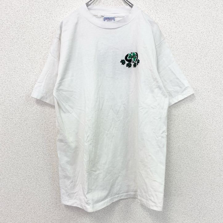 ALL Sport　半袖プリントTシャツ　90s　シングルステッチ　クローバー　クルーネック　ホワイト　Lサイズ　　ヴィンテージ　古着