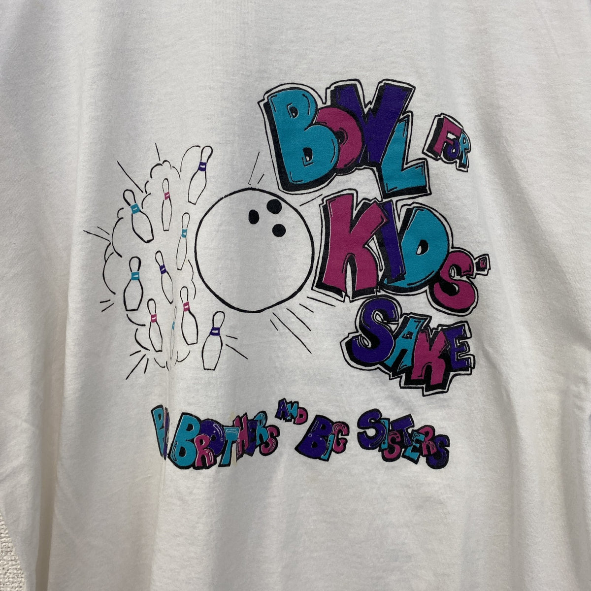 FRUIT OF THE LOOM　半袖プリントTシャツ　クルーネック　レトロ　ボーリング　白　ホワイト　Lサイズ　古着