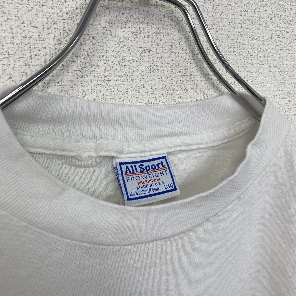 ALL Sport　半袖プリントTシャツ　90s　シングルステッチ　クローバー　クルーネック　ホワイト　Lサイズ　　ヴィンテージ　古着
