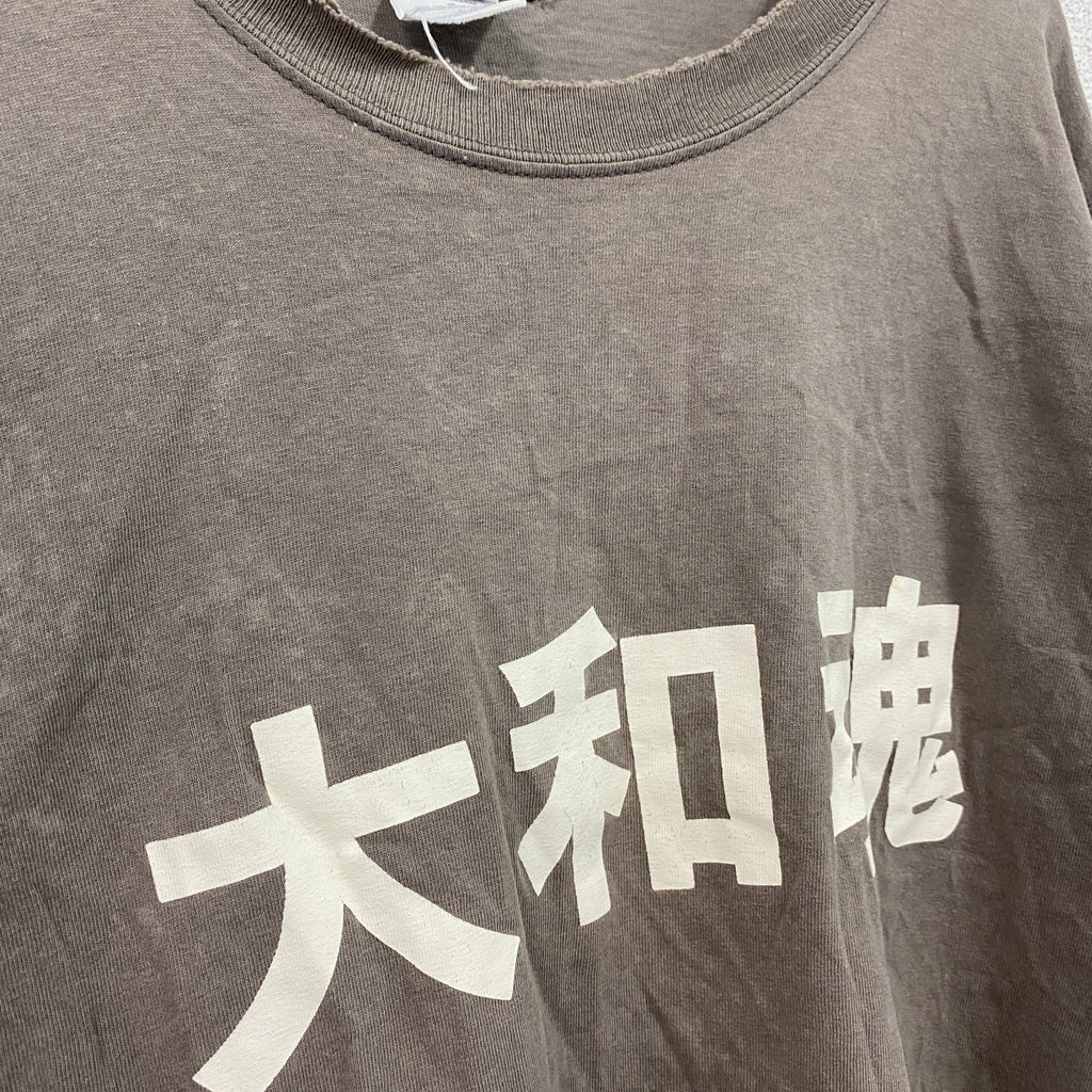 GILDAN　ギルダン　大和魂　半袖プリントTシャツ　カーキ　Lサイズ　古着