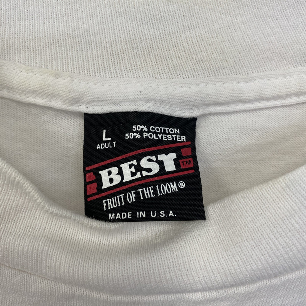 FRUIT OF THE LOOM　半袖プリントTシャツ　クルーネック　レトロ　ボーリング　白　ホワイト　Lサイズ　古着