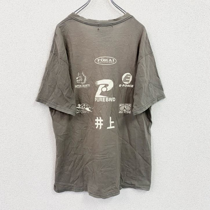 GILDAN　ギルダン　大和魂　半袖プリントTシャツ　カーキ　Lサイズ　古着