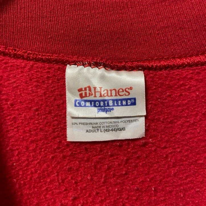 古着 used　Hanes　ヘインズ　長袖プリントスウェット　トレーナー　フロリダ州　デートナビーチ　赤　レッド　Lサイズ