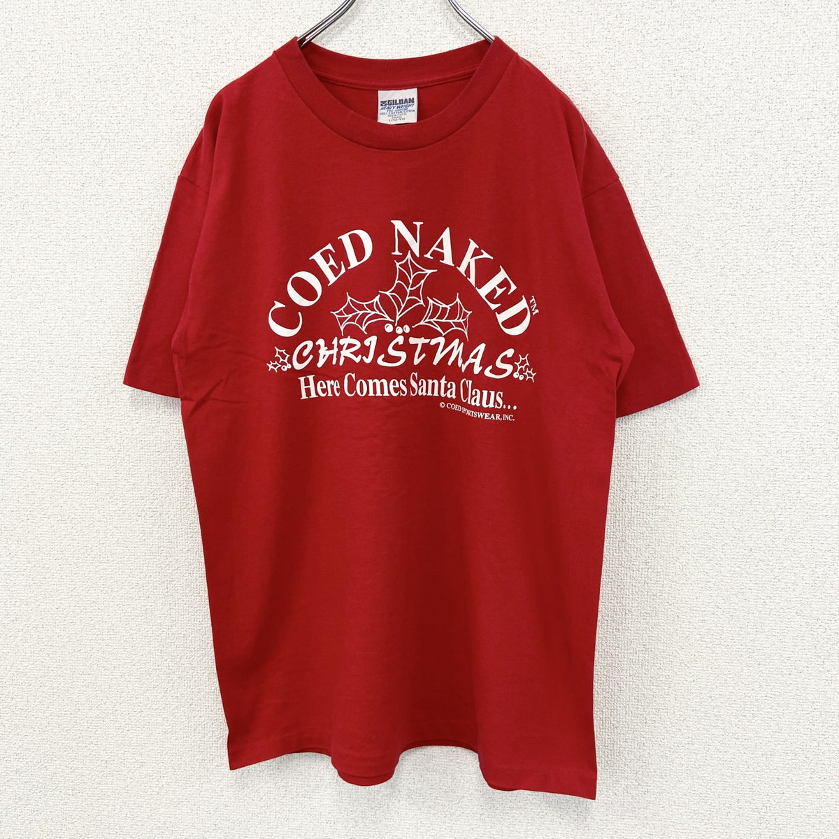 GILDAN ギルダン　半袖プリントTシャツ　90s　赤　レッド　シングルステッチ　クルーネック　Lサイズ　　ヴィンテージ　古着