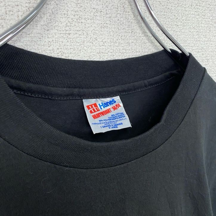 Hanes　ヘインズ　半袖プリントTシャツ　シングルステッチ　肩パッド　フルーツ　ブラック　XLサイズ　古着