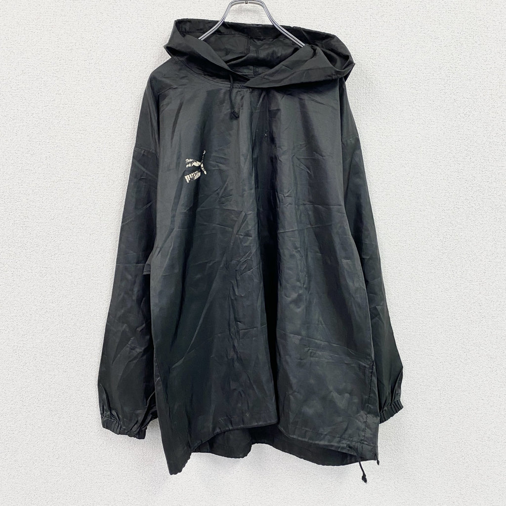 ～90s　PUMA　プーマ　ヒットユニオン　プルオーバージャケット　デカロゴ　ヴィンテージ　黒　ブラック　古着