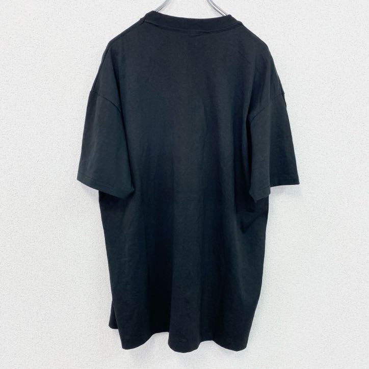 Hanes　ヘインズ　半袖プリントTシャツ　シングルステッチ　肩パッド　フルーツ　ブラック　XLサイズ　古着