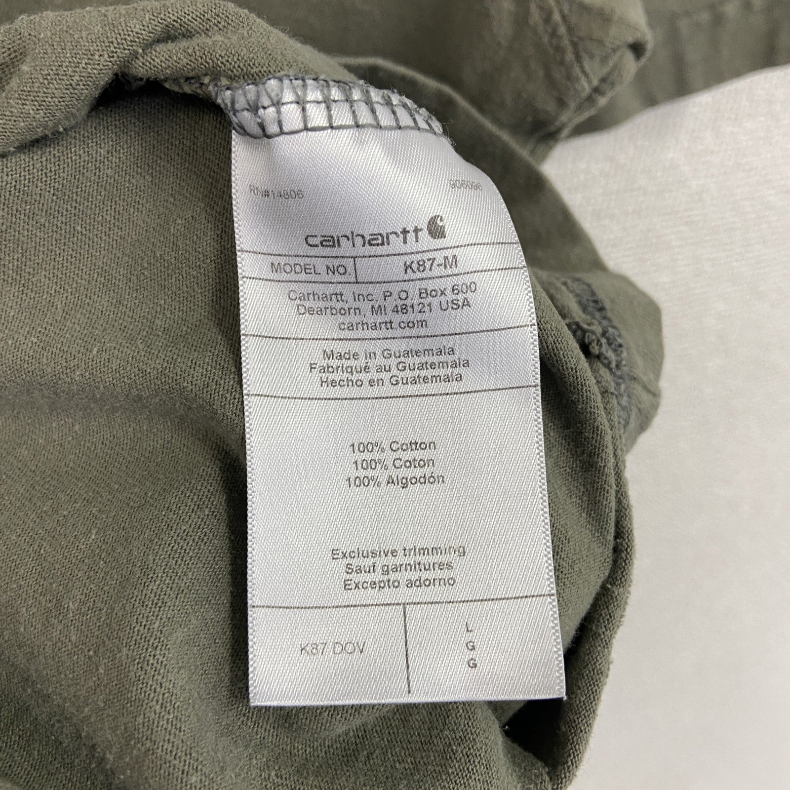 Carhart　カーハート　半袖Tシャツ　カーキ　Lサイズ カットソー メンズ コットン 古着