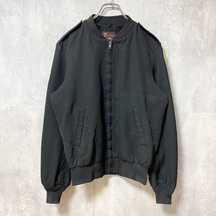 古着 used　PATRIOT　パトリオット　長袖ミリタリージャケット　ブルゾン　ワンポイントワッペン　黒　ブラック　秋冬服
