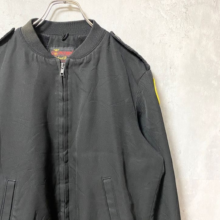 古着 used　PATRIOT　パトリオット　長袖ミリタリージャケット　ブルゾン　ワンポイントワッペン　黒　ブラック　秋冬服