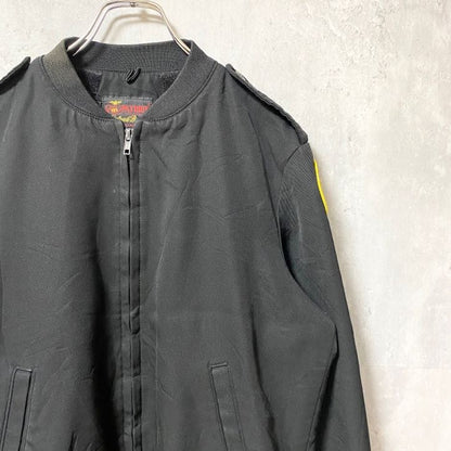 古着 used　PATRIOT　パトリオット　長袖ミリタリージャケット　ブルゾン　ワンポイントワッペン　黒　ブラック　秋冬服