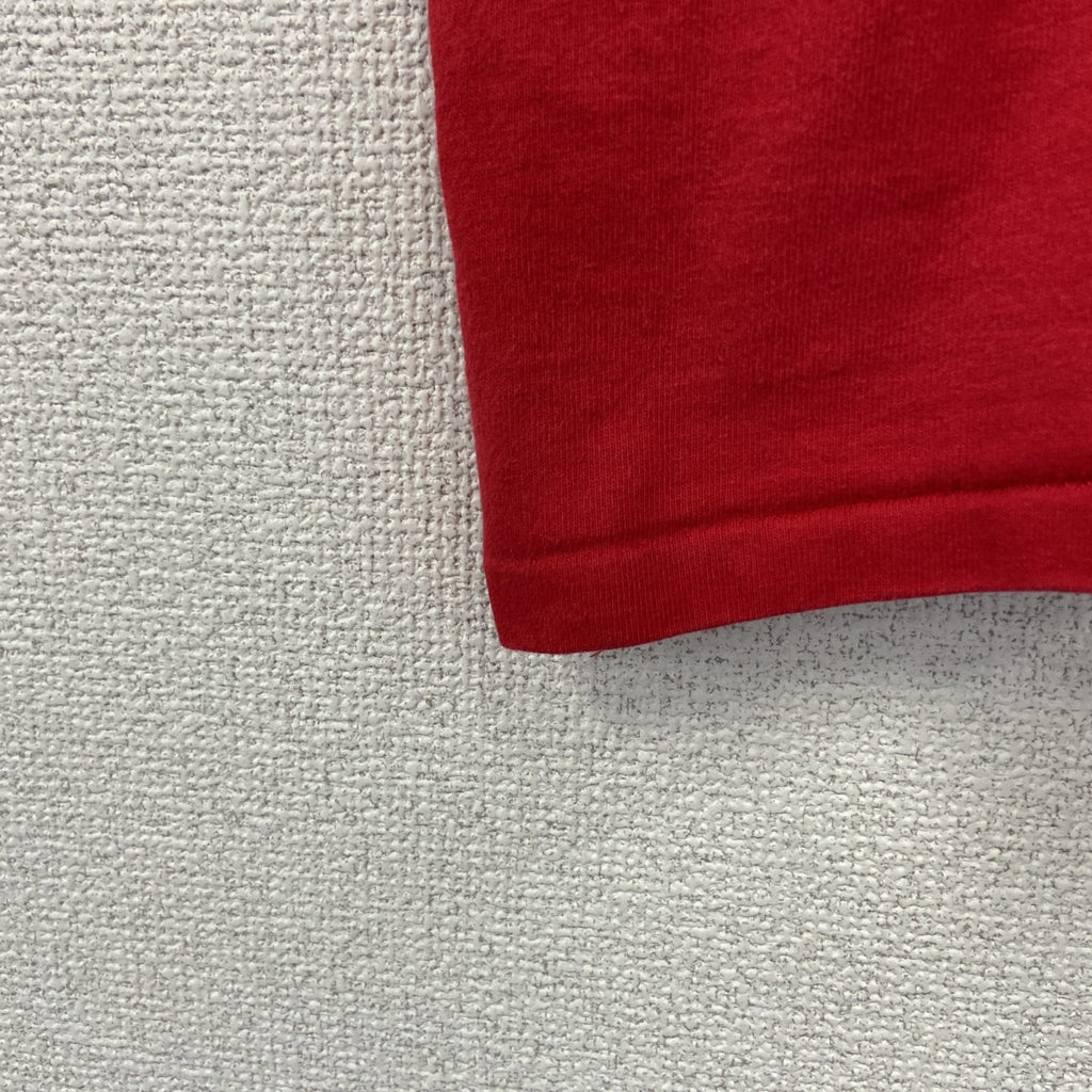 COTTON DELUXE　半袖プリントTシャツ　US製　90s　赤　レッド　シングルステッチ　クルーネック　2XLサイズ　　ヴィンテージ　古着