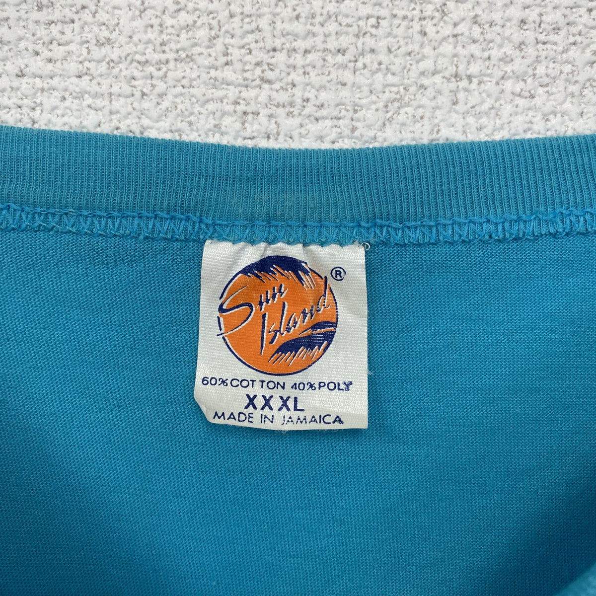 半袖プリントTシャツ　90s　シングルステッチ　ヴィンテージ　クルーネック　レトロ　水色　ブルー　XXXLサイズ　古着